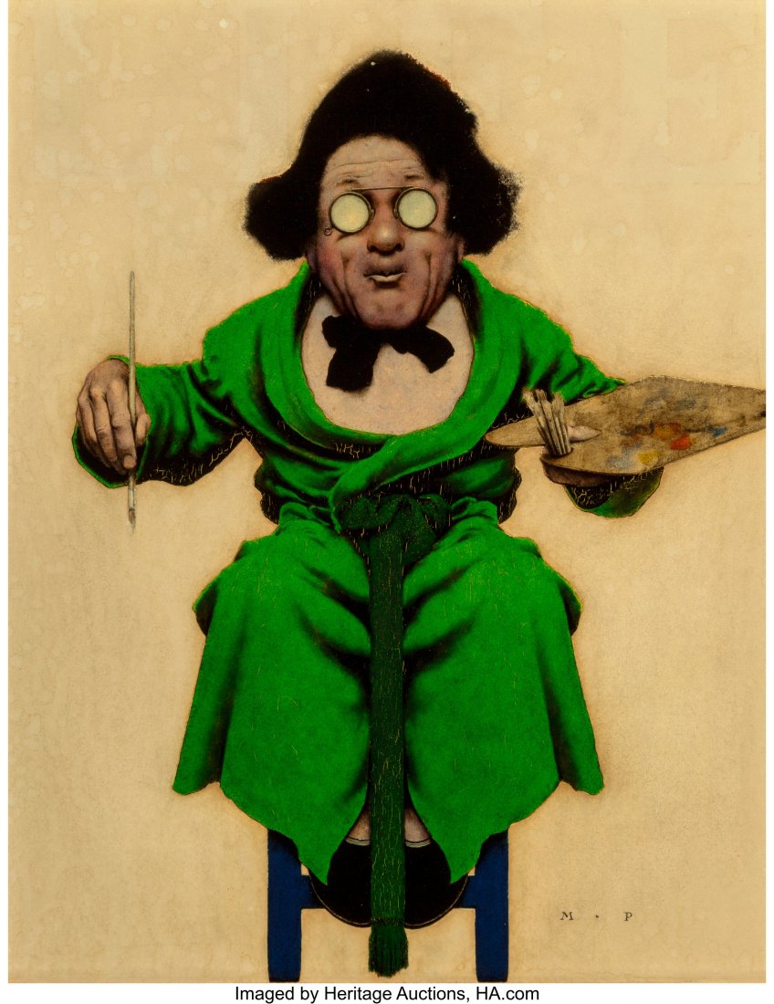 Maxfield Parrish (American, 1870-1966) A Dark Fu: Maxfield Parrish (American, 1870-1966) A Dark Futurist, Life magazine cover, March 1, 1923 Oil on paper laid on panel 14 x 11-1/8 inches (35.6 x 28.3 cm) Initialed lower right: M.P. Signed on the reve