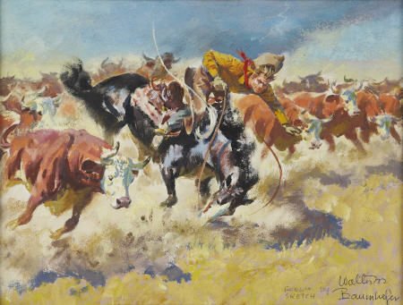 WALTER BAUMHOFER (American 1904 – 1987) Stampede