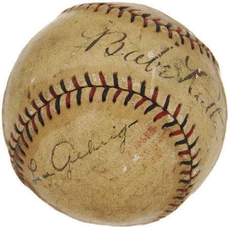 1927 Babe Ruth & Lou Gehrig Signed Baseball.