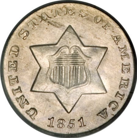 1851-O 3CS MS65 PCGS.