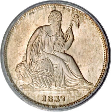 1837 10C No Stars, Small Date MS66 PCGS.