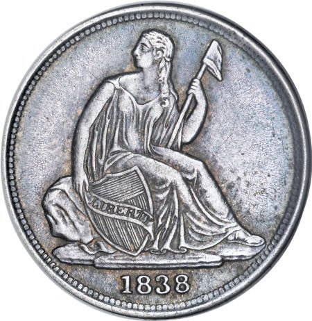 1838-O 10C No Stars AU58 NGC.
