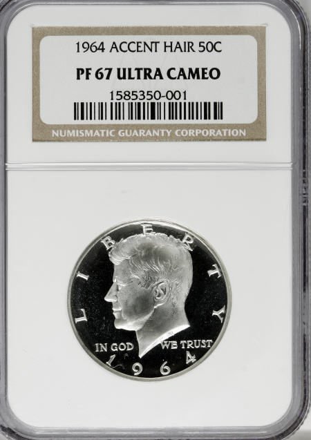 1964 50C Accented Hair PR67 Ultra Cameo NGC.