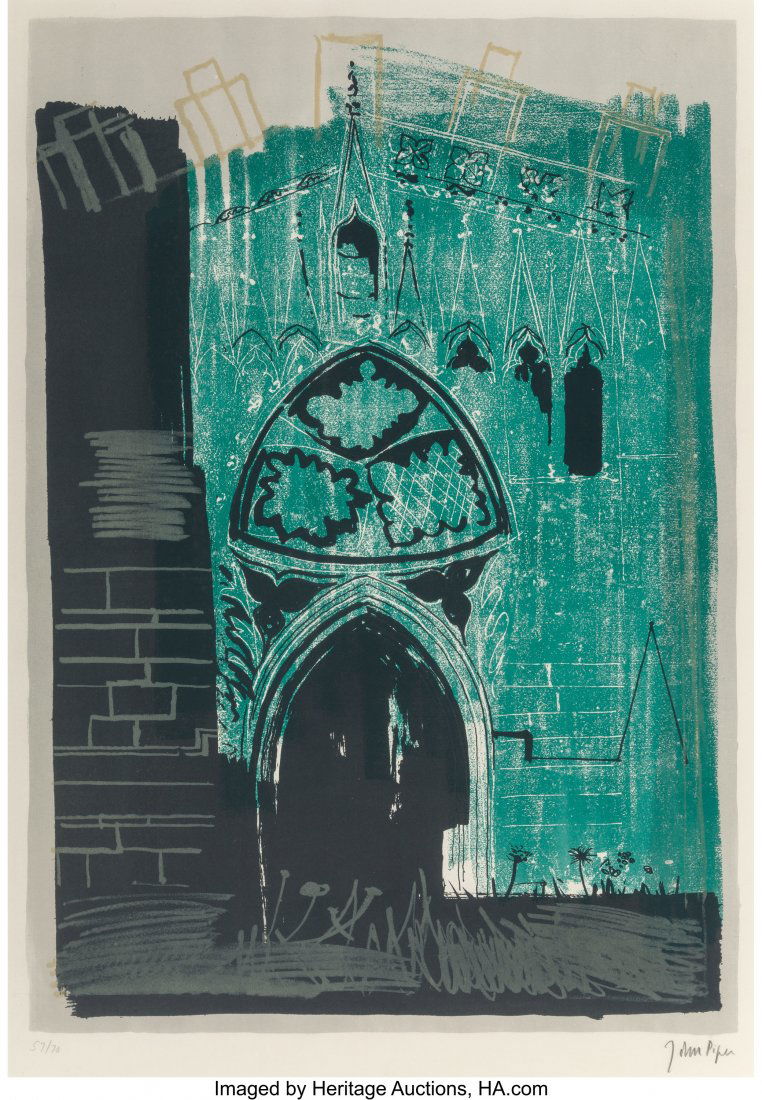 John Piper (British, 1903-1992) Gaddesby, Leices: John Piper (British, 1903-1992) Gaddesby, Leicestershire: Medieval Stonework from the series A Retrospect of Churches, 1964 Lithograph in colors on paper 26-1/2 x 18-1/2 inches (67.3 x 47.0 cm) Ed. 57