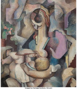 Warren Wheelock (American, 1880-1960) Maternity,: Warren Wheelock (American, 1880-1960) Maternity, 1924 Oil on canvas 21 x 18 inches (53.3 x 45.7 cm) Signed and dated lower left: Wheelock '24 PROVENANCE: The artist; Private collection, New