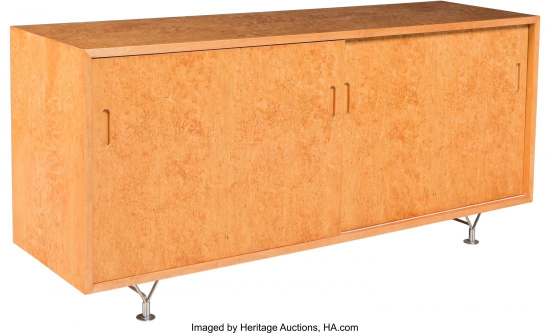 Bruno Mathsson (Swedish, 1907-1988) Sideboard, m: Bruno Mathsson (Swedish, 1907-1988) Sideboard, model MI 806, circa 1967 Birch, chromed-steel 28-1/2 x 62-1/4 x 18 inches (72.4 x 158.1 x 45.7 cm) HID03101062020 © 2020 Heritage Auctions | All Rig