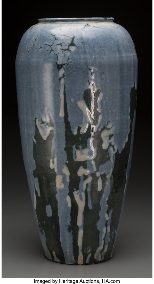 A Monumental Saturday Evening Girls Satin Glaze : A Monumental Saturday Evening Girls Satin Glaze Pottery Vase, Boston, Massachusetts, circa 1915 Marks: S.E.G., SL, 348 20 inches high (50.8 cm) PROPERTY FROM THE COLLECTION OF DR. SIDNEY AND MR. GEORG