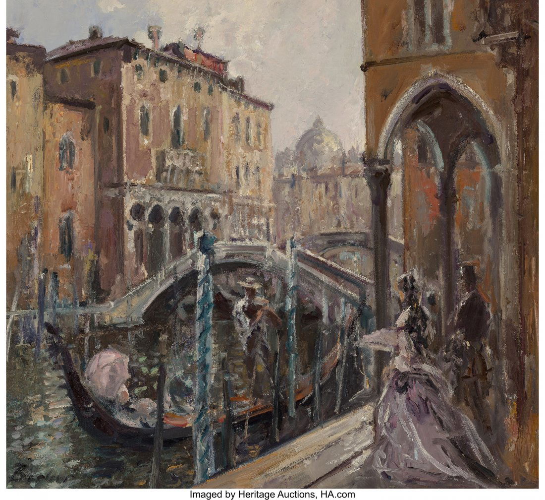 Hans Joseph Wilhelm Becker (German, b. 1930) Ven: Hans Joseph Wilhelm Becker (German, b. 1930) Venice Canal Oil on canvas 26-3/4 x 30-3/4 inches (67.9 x 78.1 cm) Signed lower left: Becker HID03101062020 © 2020 Heritage Auctions | All Rights Rese