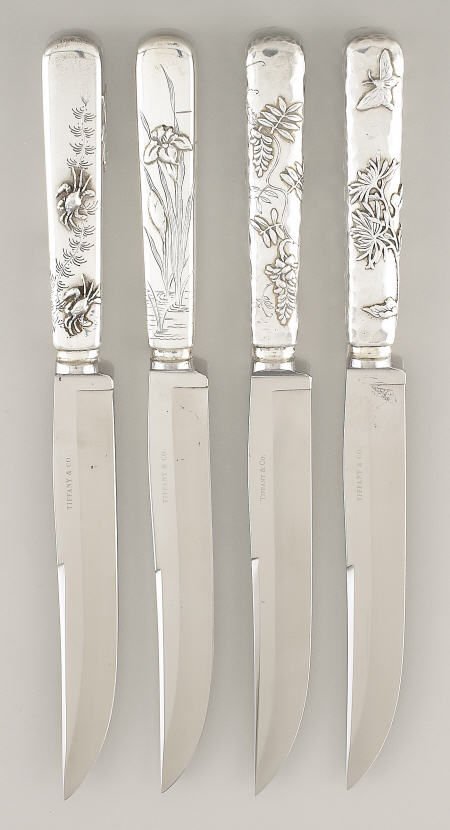 Tiffany & Co. 4 Silver Steak Knives, Applied Dec