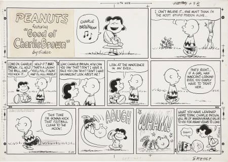 Charles Schulz Peanuts Sunday Strip Art 1968