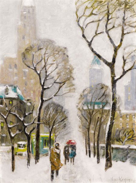 GUY CARLETON WIGGINS Upper Fifth Avenue Oil on