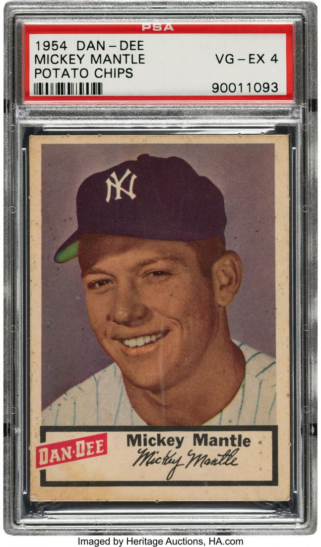 1954 Dan-Dee Potato Chips Mickey Mantle # PSA VG: 1954 Dan-Dee Potato Chips Mickey Mantle # PSA VG-EX 4. As far as portraits are concerned, this one is an All-American classic. Very nice presentation for the issue seemingly determined to boast high-g