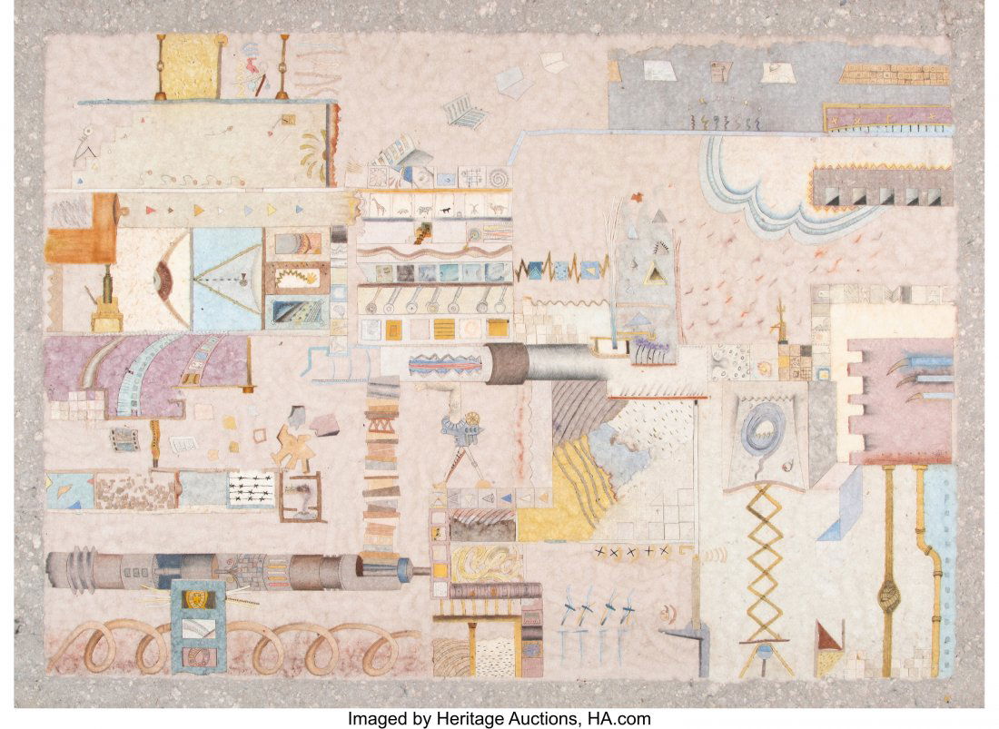 Pat Hammerman (American, 20th century) Code XX,: Pat Hammerman (American, 20th century) Code XX, 1984 Mixed media and collage on handmade paper 40 x 55-1/2 inches (101.6 x 141 cm) HID03101062020 © 2020 Heritage Auctions | All Rights Reserved