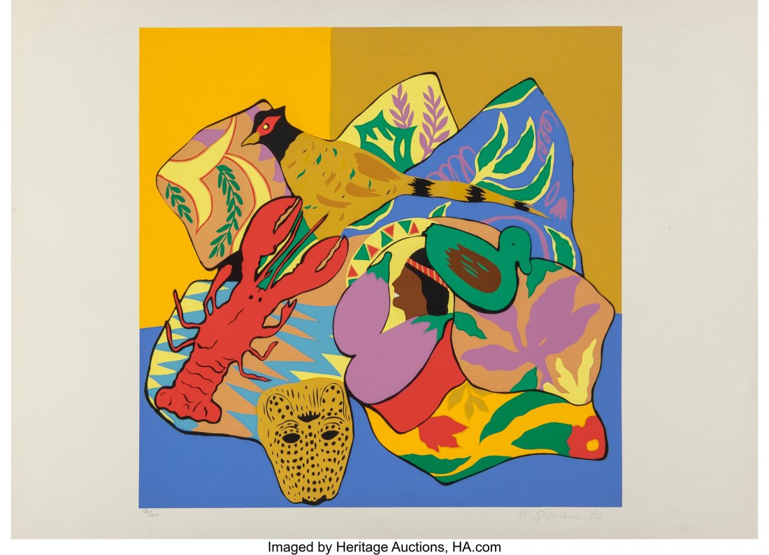 Hunt Slonem (American, b. 1951) Lobster, 1980 Se: Hunt Slonem (American, b. 1951) Lobster, 1980 Serigraph in colors on Arches paper 21-3/4 x 29-3/4 inches (55.2 x 75.6 cm) (sheet) Ed. 130/250 Signed, numbered, and dated in pencil along lower edge HID