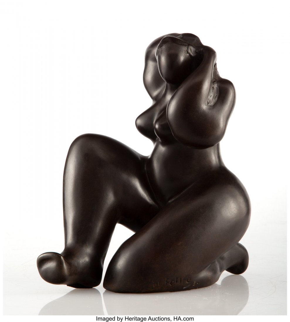 Anne-Laure Capo di Feltre (French, b. 1952) La D: Anne-Laure Capo di Feltre (French, b. 1952) La Dame au Bain, 21th century Bronze with dark brown patina 8-3/8 inches (21.3 cm) high Inscribed: DI Feltre, EA HID03101062020 © 2020 Heritage Auction