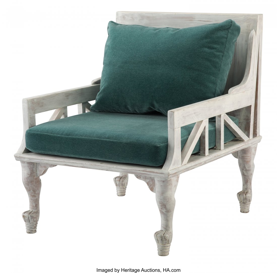 John Hutton (American, 1947-2006) Thebes Chair,: John Hutton (American, 1947-2006) Thebes Chair, circa 1970, Randoph & Hein Wood, upholstery 32 x 27-1/2 x 31 inches (81.3 x 69.9 x 78.7 cm) HID03101062020 © 2020 Heritage Auctions | All Right