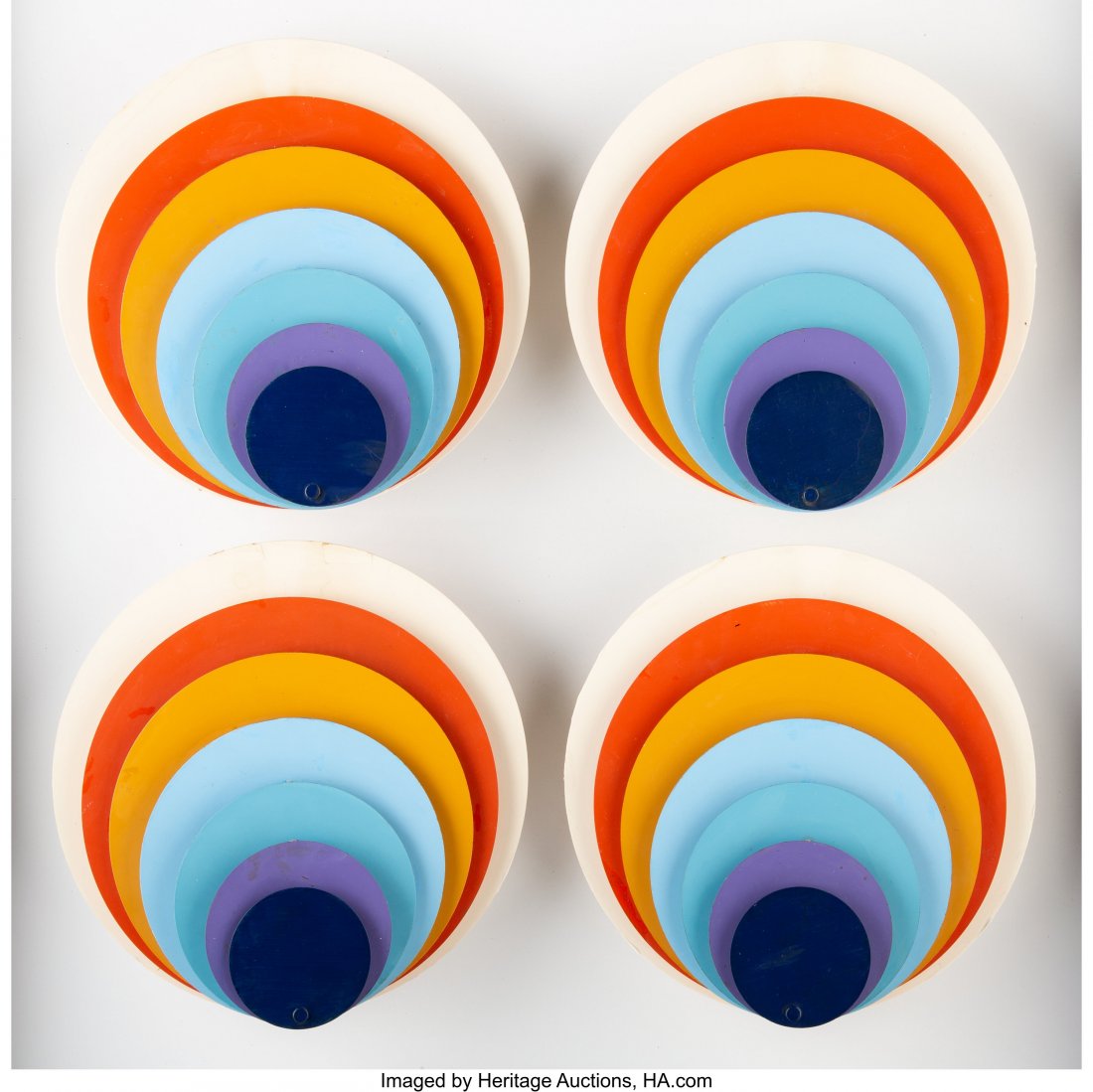 Bent Karlby (Danish, 1912-1998) Four Peacock Sco: Bent Karlby (Danish, 1912-1998) Four Peacock Sconces, 1974, LYFA Metal 10-5/8 x 10-5/8 x 4-1/8 inches (27.0 x 27.0 x 10.5 cm) HID03101062020 © 2020 Heritage Auctions | All Rights Reserved