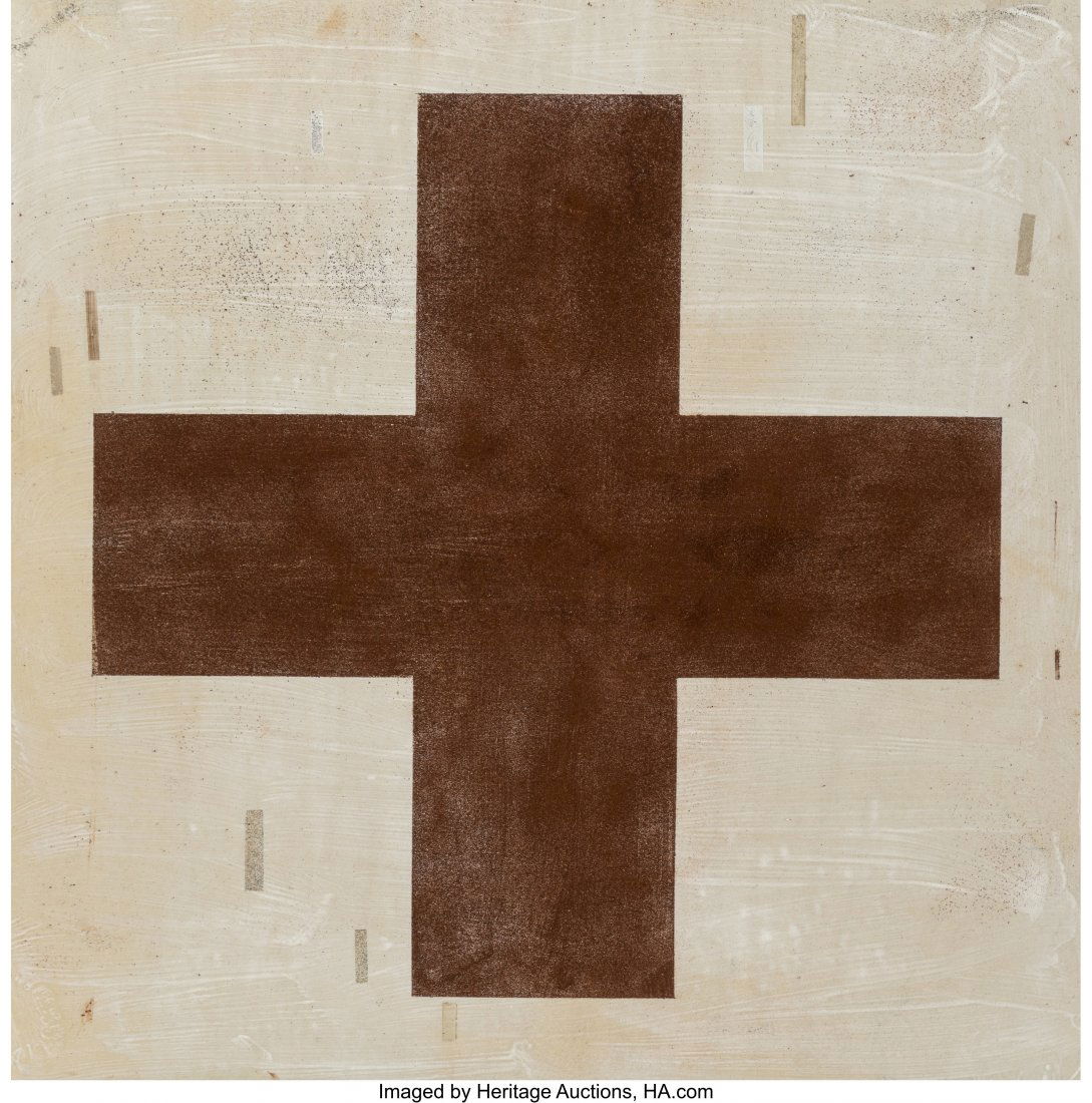 Michael Young (American, 20th Century) Untitled,: Michael Young (American, 20th Century) Untitled, 1990 Mixed media on paper in iron frame 19 x 19 inches (48.3 x 48.3 cm) PROVENANCE: Museum of Contemporary Art Los Angeles, Art Auction, March 3rd, 199