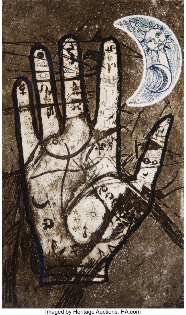 Betye Saar (b. 1926) The Palmistry Chart, 1965 E: Betye Saar (b. 1926) The Palmistry Chart, 1965 Etching with etched found object on wove paper 11 x 8-1/2 inches (27.9 x 21.6 cm) (sheet) Ed. 3/35 Signed, numbered, and titled in pencil along lower edg