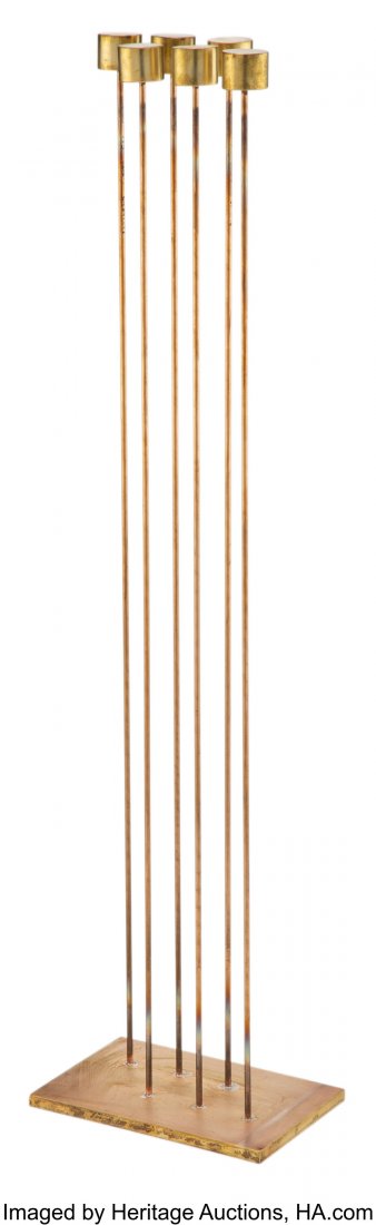 Val Bertoia (American, 1949) Rods Apart, Sound T: Val Bertoia (American, 1949) Rods Apart, Sound Together B-2353 Six brass tops, silvered to beryllium copper rods silvered to brass 43 inches (109.2 cm) Inscribed to base B 2353 HID03101062020 © 2