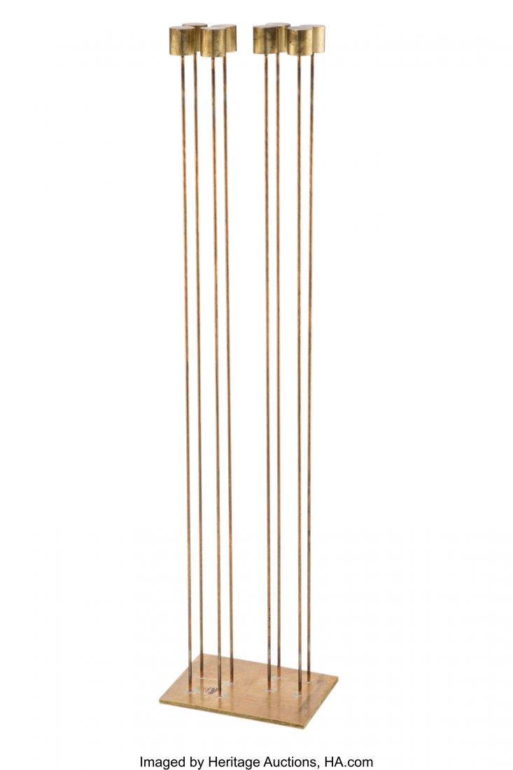 Val Bertoia (American, 1949) Shifted Sounds B-22: Val Bertoia (American, 1949) Shifted Sounds B-2243 Seven heavy brass tops, silvered to beryllium copper rods, silvered to brass base 49-1/2 inches (125.7 cm) Inscribed to base B 2343 HID03101062020 &c