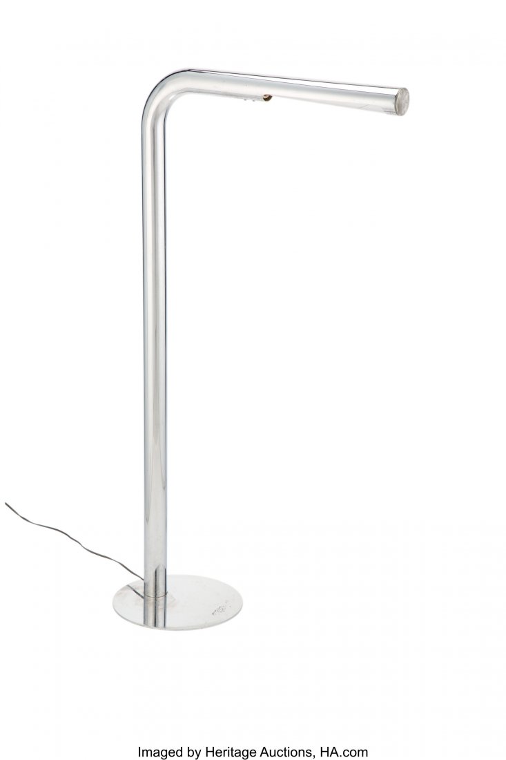 A Robert Sonneman Aluminum and Chromed Steel Flo: A Robert Sonneman Aluminum and Chromed Steel Floor Lamp, American, circa 1960 45-1/4 x 25 x 11 inches (114.9 x 63.5 x 27.9 cm) HID03101062020 © 2020 Heritage Auctions | All Rights Reserved