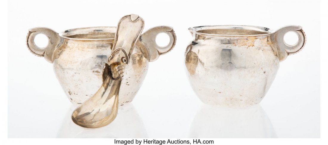 Three William Spratling Silver Articles, circa 1: Three William Spratling Silver Articles, circa 1945 Marks to sugar bowl: MEXICO, TAXCO, (maker's mark), 925 2-3/4 x 5-1/2 x 3-1/2 inches (7.0 x 14.0 x 8.9 cm) (sugar bowl) 10.12 troy ounces The lot co