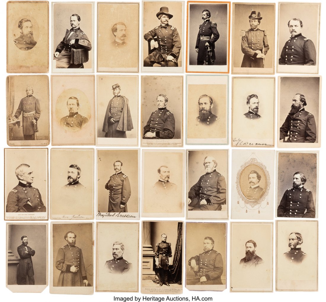 Civil War Cartes-de-Visite [CDV's]: Twenty-Eight: Civil War Cartes-de-Visite [CDV's]: Twenty-Eight Union Generals. This treasure trove includes the following: John McLean Taylor with Shew San Francisco back mark, Lewis Cass Hunt with Anthony/Brady NY