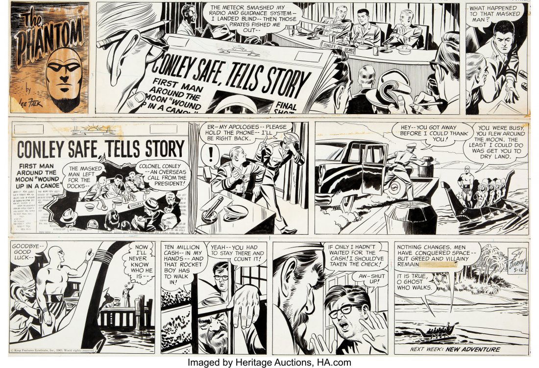 Sy Barry The Phantom Sunday Comic Strip Original: Sy Barry The Phantom Sunday Comic Strip Original Art dated 5-12-63 (King Features Syndicate, 1963). This action-packed Sunday proudly displays Sy Barry's talent at combining action and suspense, in a