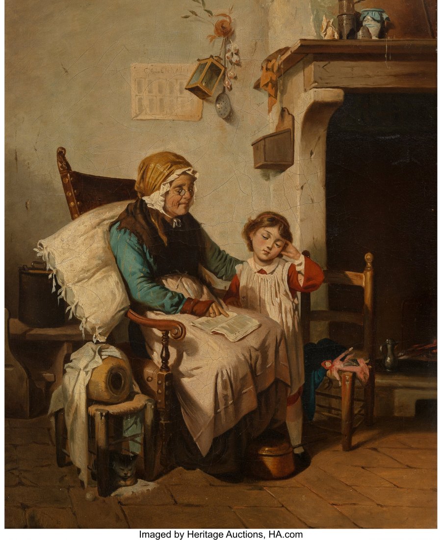 British School (19th Century) The Lesson Oil on: British School (19th Century) The Lesson Oil on canvas 20 x 16 inches (50.8 x 40.6 cm) HID03101062020© 2020 Heritage Auctions | All Rights Reserved