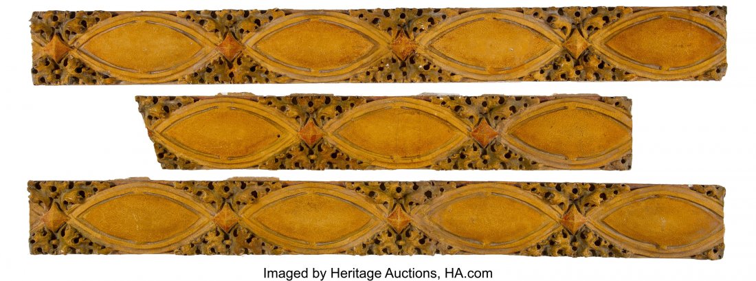 Louis H. Sullivan (American, 1856-1924) Decorati: Louis H. Sullivan (American, 1856-1924) Decorative Plaster Moulding from the Interior of the Chicago Stock Exchange (three segments), 1893-1894 Plaster, paint 3-3/8 x 32 x 1 inches (8.4 x 81.3 x 2.5 c