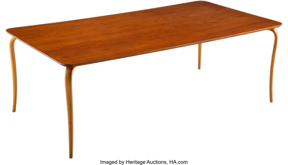 Bruno Mathsson (Swedish, 1907-1988) Annika Table: Bruno Mathsson (Swedish, 1907-1988) Annika Table, 1950s Laminated plywood, birch 17-3/4 x 51-1/4 x 27-1/2 inches (45.1 x 130.2 x 69.9 cm) Manufacturer's brand to underside BRUNO MATHSSON DESIGN, MADE