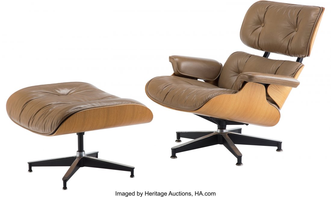 Charles Eames (American, 1907-1978) and Ray Kais: Charles Eames (American, 1907-1978) and Ray Kaiser Eames (American, 1912-1988) Lounge Chair #670 and Ottoman #671, designed 1956 Leather, plywood, aluminum, steel 31-1/4 x 33 x 43 inches (79.3 x 83.8