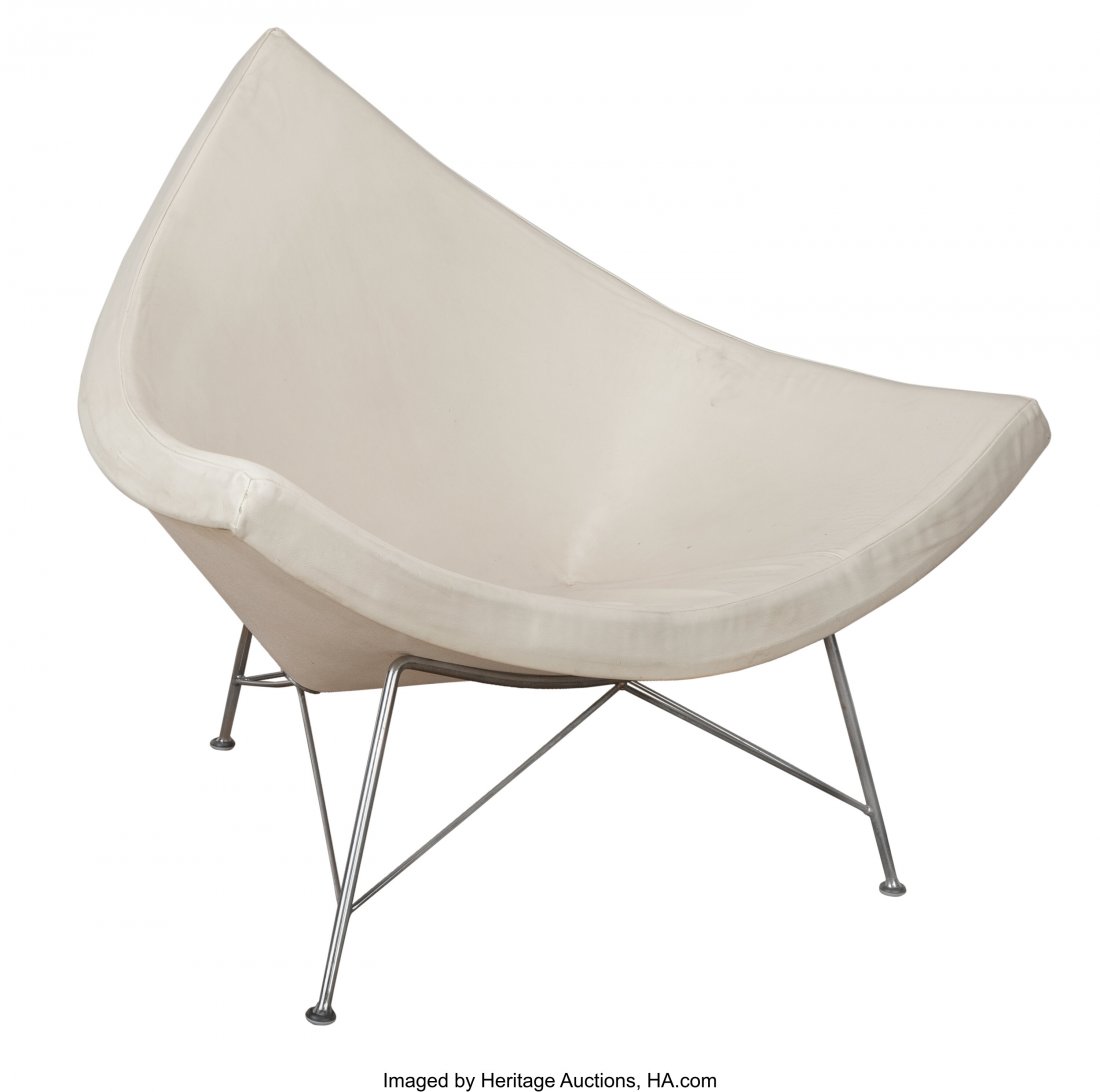 George Nelson (American, 1908-1986) Coconut Chai: George Nelson (American, 1908-1986) Coconut Chair, designed 1955, produced 1999, Vitra Polished aluminum, sheet steel, foam rubber, articifial leather 34 x 41 x 35 inches (86.4 x 104.1 x 88.9 cm) Orig