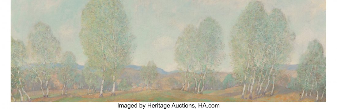 Lawrence Mazzanovich (American, 1872-1959) Fonta: Lawrence Mazzanovich (American, 1872-1959) Fontainebleau, France Oil on canvas 12 x 35 inches (30.5 x 88.9 cm) Signed lower center: Mazzanovich PROVENANCE: Mayo Gallery, Richmond, Virginia. HID0310106