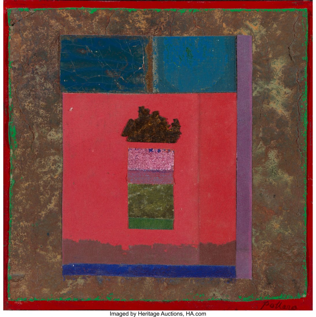 Paul Pollaro (American, b. 1921) Study B, 1993 M: Paul Pollaro (American, b. 1921) Study B, 1993 Mixed media with collage on panel 11 x 11 inches (27.9 x 27.9 cm) Signed lower right: Pollaro Signed, dated, and titled on the reverse: Study B / P. Poll