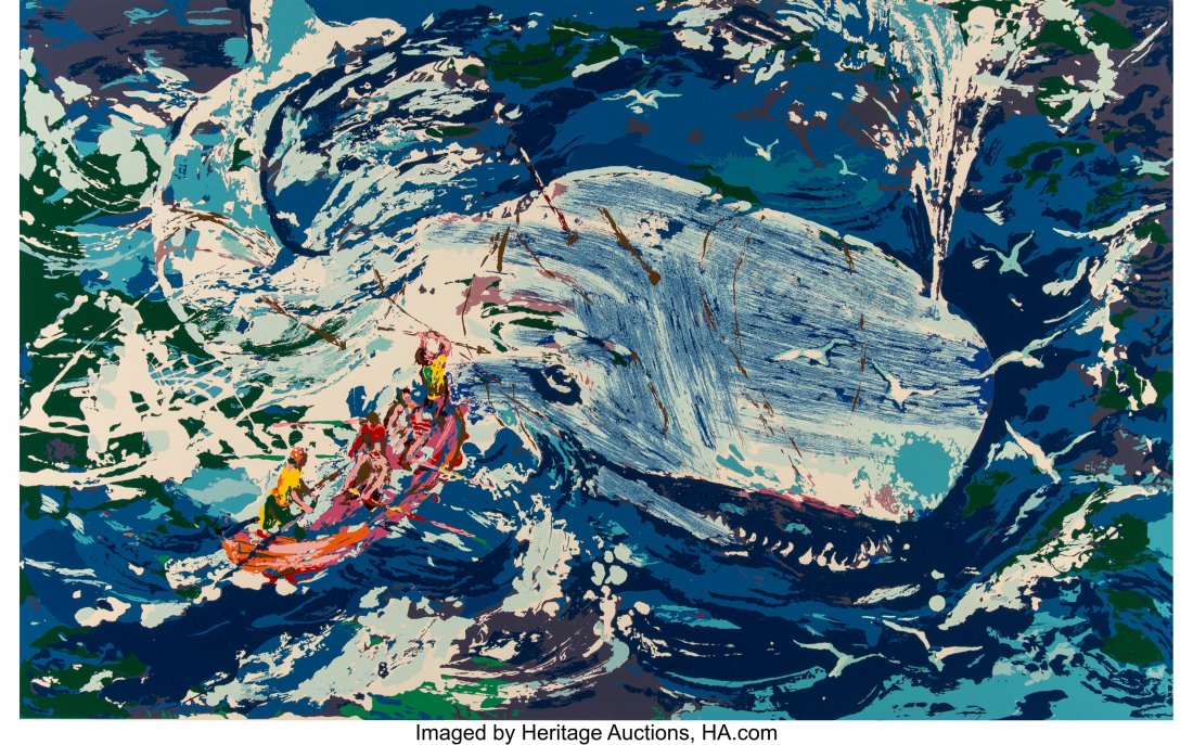 LeRoy Neiman (American, 1921-2012) Moby Dick Ser: LeRoy Neiman (American, 1921-2012) Moby Dick Serigraph in colors on paper 19 x 30-5/8 inches (48.3 x 77.8 cm) (image) Ed. 205/300 Signed and numbered in pencil along the lower edge HID03101062020 &cop