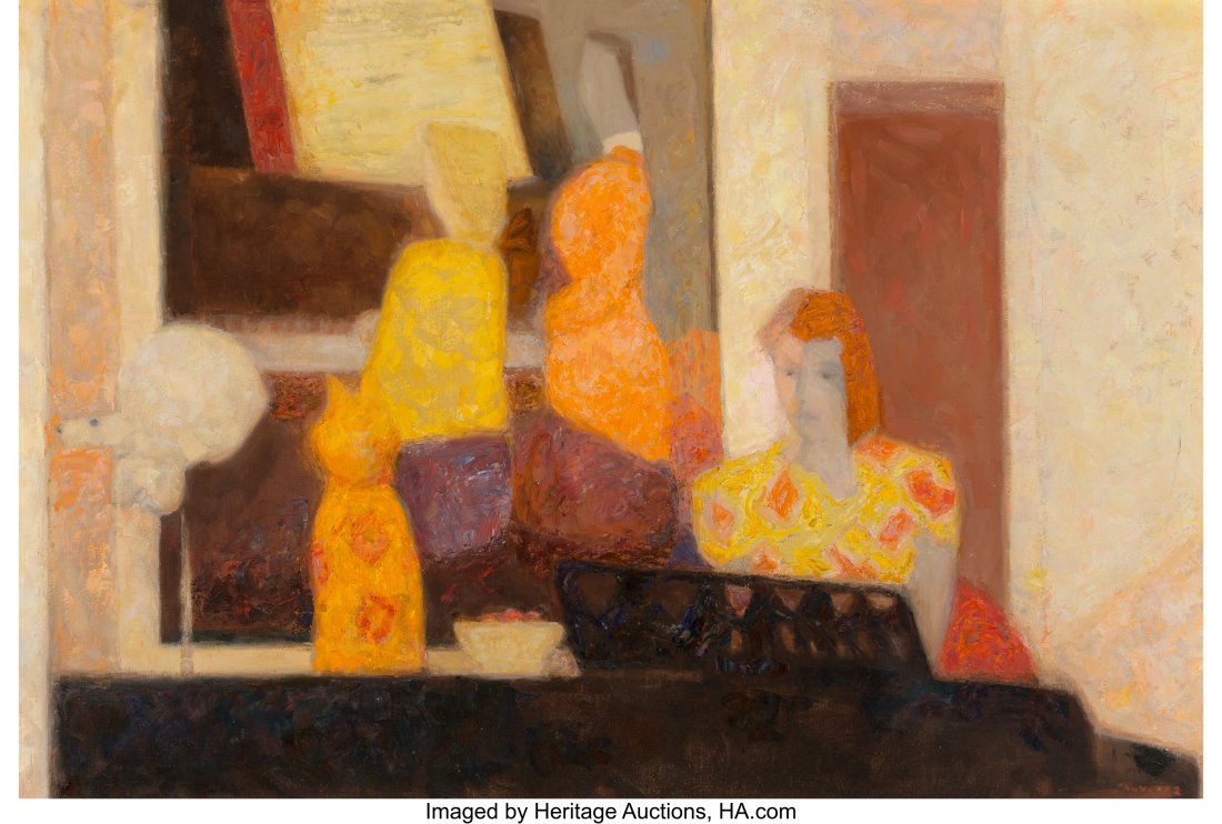 Mabel Alvarez (American, 1891-1985) The Music Ro: Mabel Alvarez (American, 1891-1985) The Music Room Oil on canvas 30-1/4 x 45-1/4 inches (76.8 x 114.9 cm) Signed lower right: Alvarez PROVENANCE: Kramer Gallery, Los Angeles, California; Adamson-Duvan