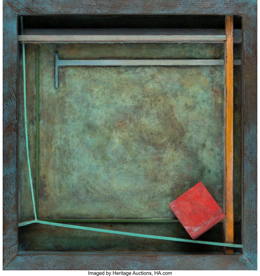 Jon Lash (American, b. 1953) What Is Mu?, 1988 P: Jon Lash (American, b. 1953) What Is Mu?, 1988 Painted Bronze 12-3/4 x 13-1/4 x 2-3/4 inches (32.4 x 33.7 x 7.0 cm) Signed and dated HID03101062020 © 2020 Heritage Auctions | All Rights Reserved