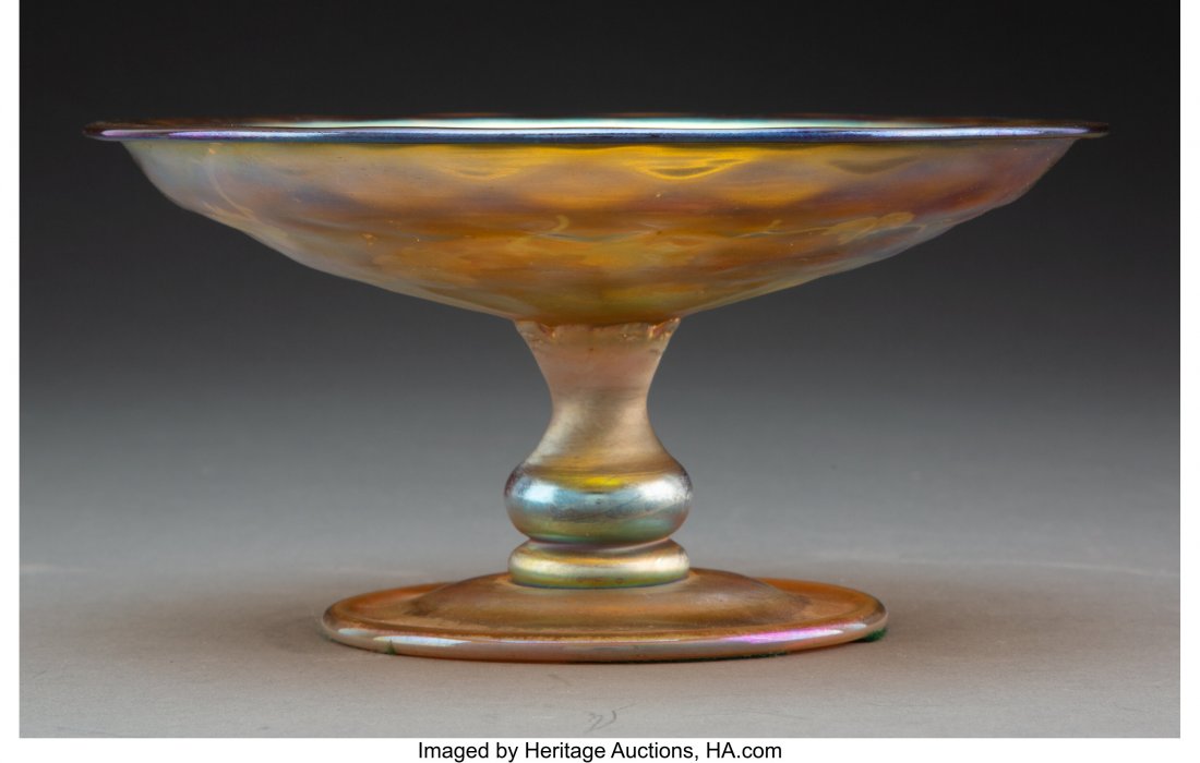 Tiffany Studios Intaglio-Decorated Favrile Glass: Tiffany Studios Intaglio-Decorated Favrile Glass Tazza, circa 1910 Marks: L.C.T., Favrile 3-3/4 inches (9.5 cm) HID03101062020 © 2020 Heritage Auctions | All Rights Reserved
