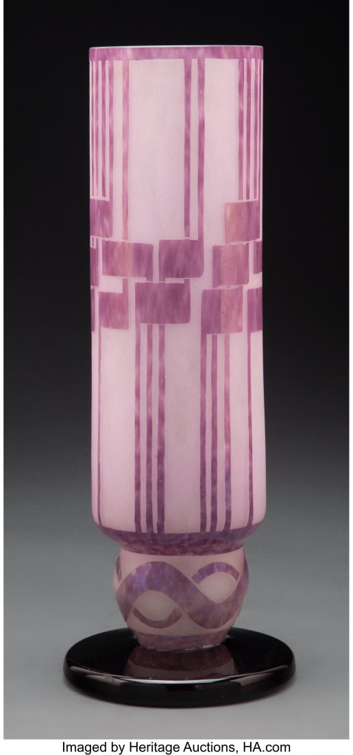 Schneider Le Verre Français Overlaid, Aci: Schneider Le Verre Français Overlaid, Acid-Etched, and Wheel-Carved Glass Kronos Vase, circa 1928 Marks: Charder, Le Verre Français, France 14-1/4 inches (36.2 cm) VALERIO COLLECTION HID03101062020�