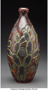 Mougin Frères Glazed Ceramic Vase Decorat: Mougin Frères Glazed Ceramic Vase Decorated by André Legrand, circa 1930 Marks: MOUGIN, NANCY, 287.J, Legrande.de 13 inches (33.0 cm) HID03101062020 © 2020 Heritage Auctions | All R