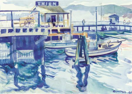 PAUL SAMPLE (American, 1896-1974) Boats in Harbo