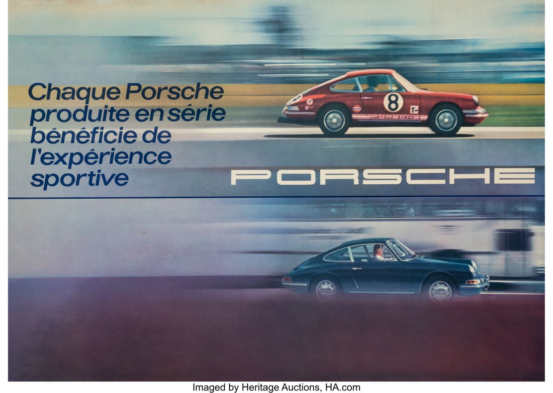 Chaque Porsche produite en serie beneficie de l': Chaque Porsche produite en serie beneficie de l'experience sportive, 1969 33-1/4 x 46-3/4 inches (84.5 x 118.8 cm) Designed by Erich Strenger (German, 1922-1993). Translates to read Every Porsch produ