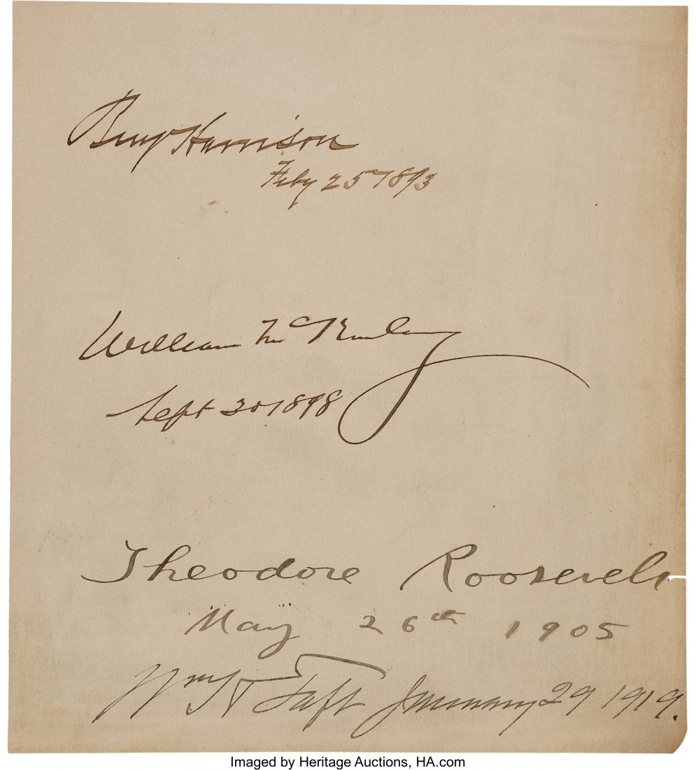 [Presidents]. Bold Signatures of Four United Sta (1 of 2)