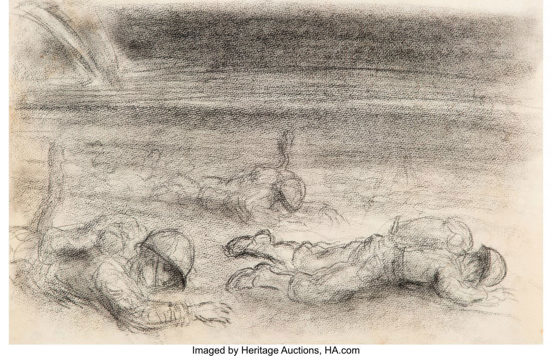 John Steuart Curry (American, 1897-1946) Soldier: John Steuart Curry (American, 1897-1946) Soldiers in Combat Charcoal on paper 11-7/8 x 17-7/8 inches (30.2 x 45.4 cm) (sheet) Titled and inscribed verso: Soldiers in Combat / BC# 423-2 / 40204 With th