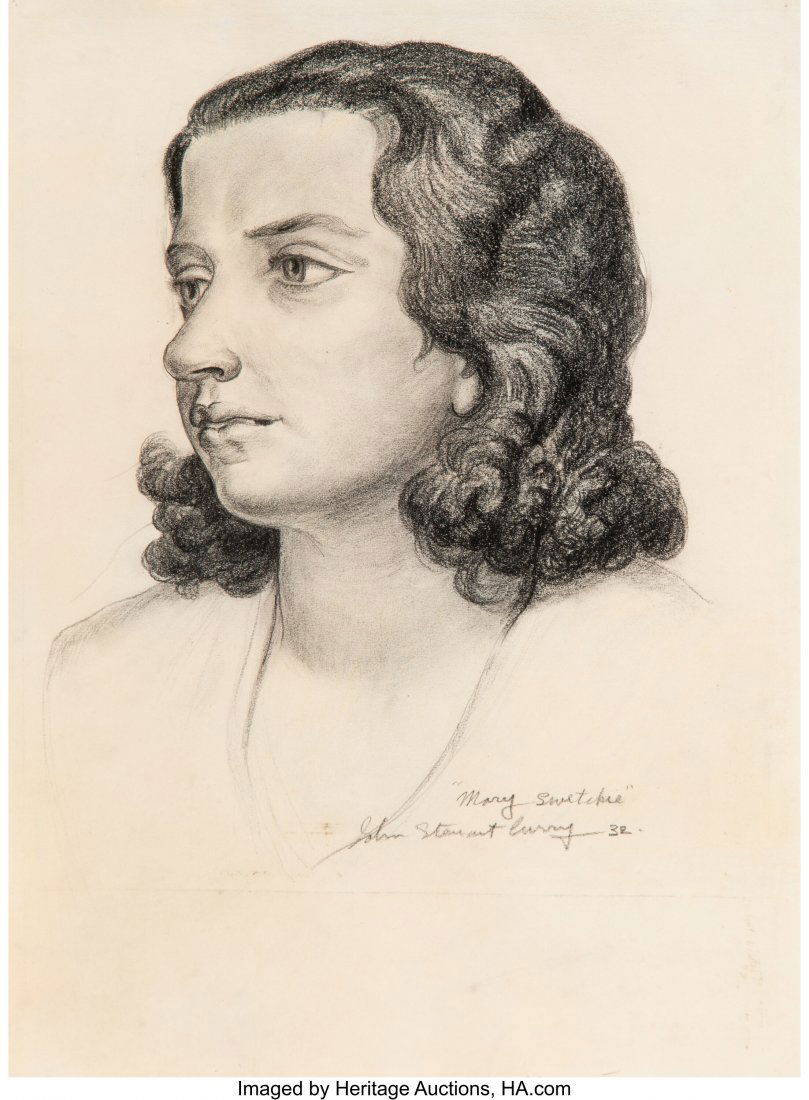 John Steuart Curry (American, 1897-1946) Mary Sw: John Steuart Curry (American, 1897-1946) Mary Swetekie, 1932 Pencil on paper 13-1/4 x 9-5/8 inches (33.7 x 24.4 cm) (sheet) Signed, dated, and titled lower right: "Mary Swetekie" / John Steuart Curry
