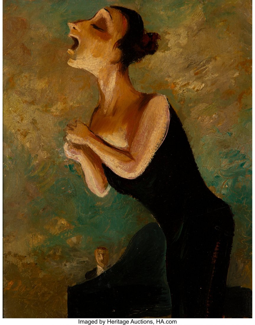 William Gropper (American, 1897-1977) The Torch: William Gropper (American, 1897-1977) The Torch Singer, 1936 Oil on panel 12-1/8 x 9-1/4 inches (30.8 x 23.5 cm) PROVENANCE: A. C. A. Galleries, New York. Sotheby's Auction House, New York, March 25,