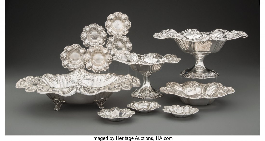 A Group of Twelve Reed & Barton Francis I Patte: A Group of Twelve Reed & Barton Francis I Pattern Silver Table Articles, Taunton, Massachusetts, 1955-1956 Marks: REED & BARTON, STERLING, FRANCIS I, (year mark), (various) 5-1/2 x 11-1/4 inch