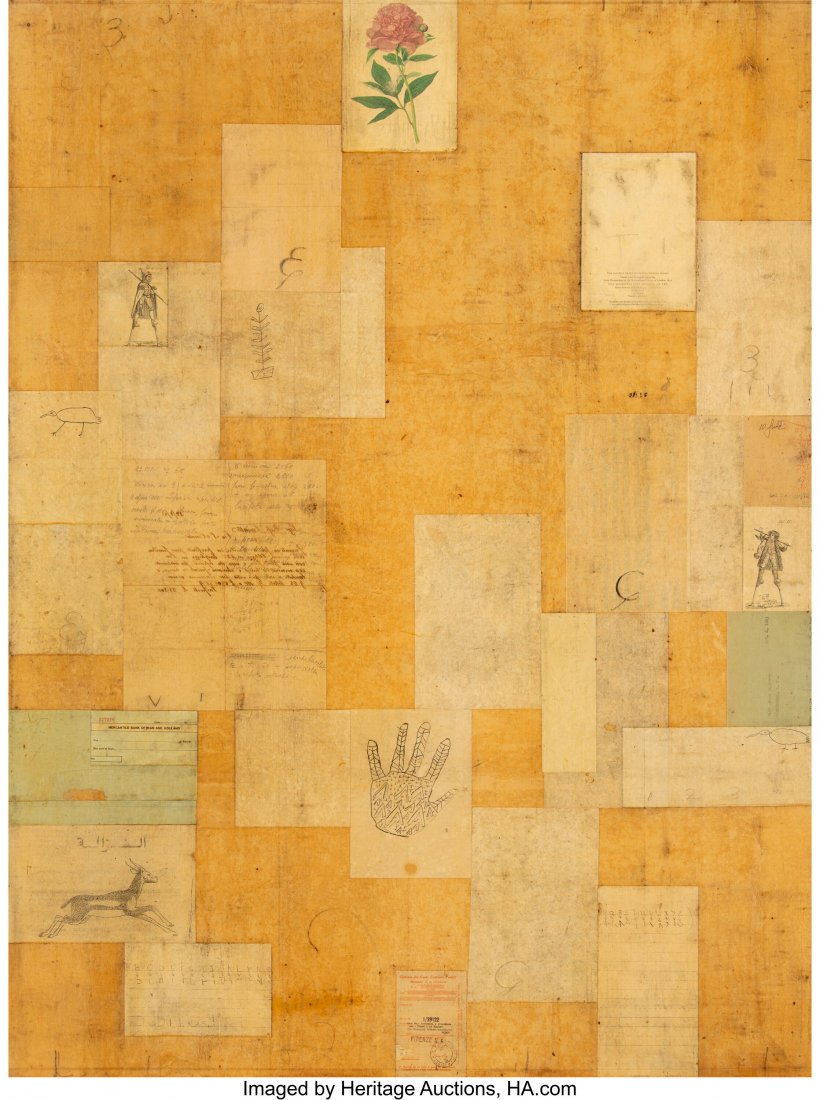 Robert Kelly (b. 1956) Fatima Ledger, 1997 Mixed: Robert Kelly (b. 1956) Fatima Ledger, 1997 Mixed media on canvas 48 x 36 inches (121.9 x 91.4 cm) Signed, dated, and titled on the reverse: Fatima / Ledger / Robert Kelly / 1997 PROVENANCE: Linda Durh